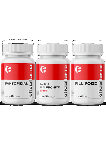 Pantoficial 60 Cápsulas + Pill Food 60 Cápsulas + Ácido Hialurônico 50mg 60 Cápsulas 