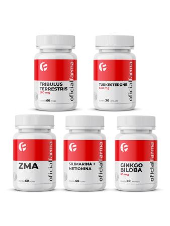 Tribulus Terrestris 500mg 60 Doses + Zma 60 Doses + Turkesterone 500mg 30 Cápsulas + Silimarina com Metionina 60 Doses + Ginkgo Biloba 60mg 60 Cápsulas