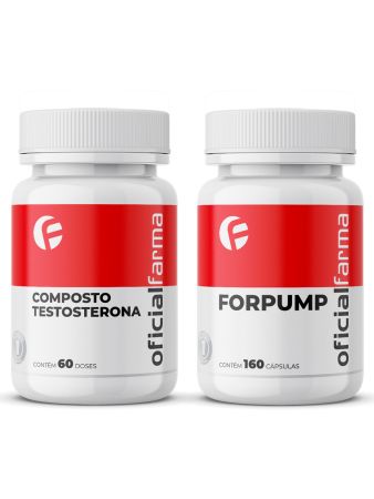 Composto Testosterona Endógena 60 Doses + Forpump Vasodilatador 160 Cápsulas