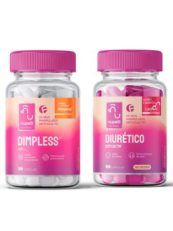 Dimpless® 40Mg 30 Cápsulas Com Selo de Autenticidade NUPELLI + Diurético Com Cactin 30 Doses NUPELLI