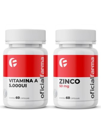 Vitamina A 5.000Ui 60 Cápsulas + Zinco 50Mg 60 Cápsulas